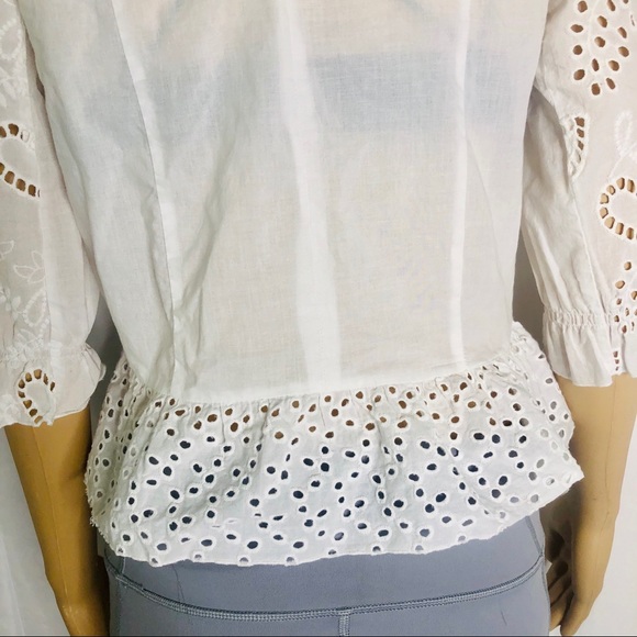 SOLD Zara White Eyelet Victorian Blouse - Picture 8 of 10